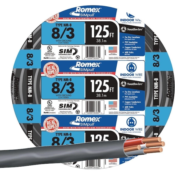 Romex Non-Metallic Building Cable, NM-B, Black, Stranded, 125 ft 63949202 - main